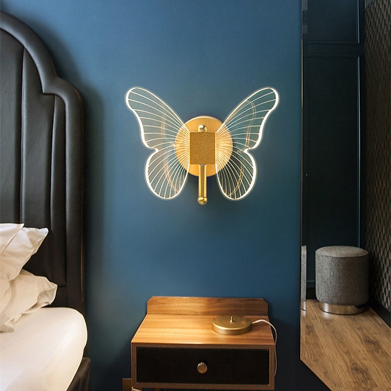 Lightinthebox LED Wall Lights Butterfly Design Cute Modern Wall Lamp Bedroom Kids Room Gift for Family Friends Iron Wall Light 220-240V 5 W