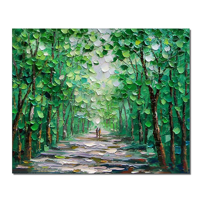 Oil Painting Handmade Hand Painted Wall Art Green Scenery Abstract Pictures Home Decoration Decor Stretched Frame Ready to Hang2