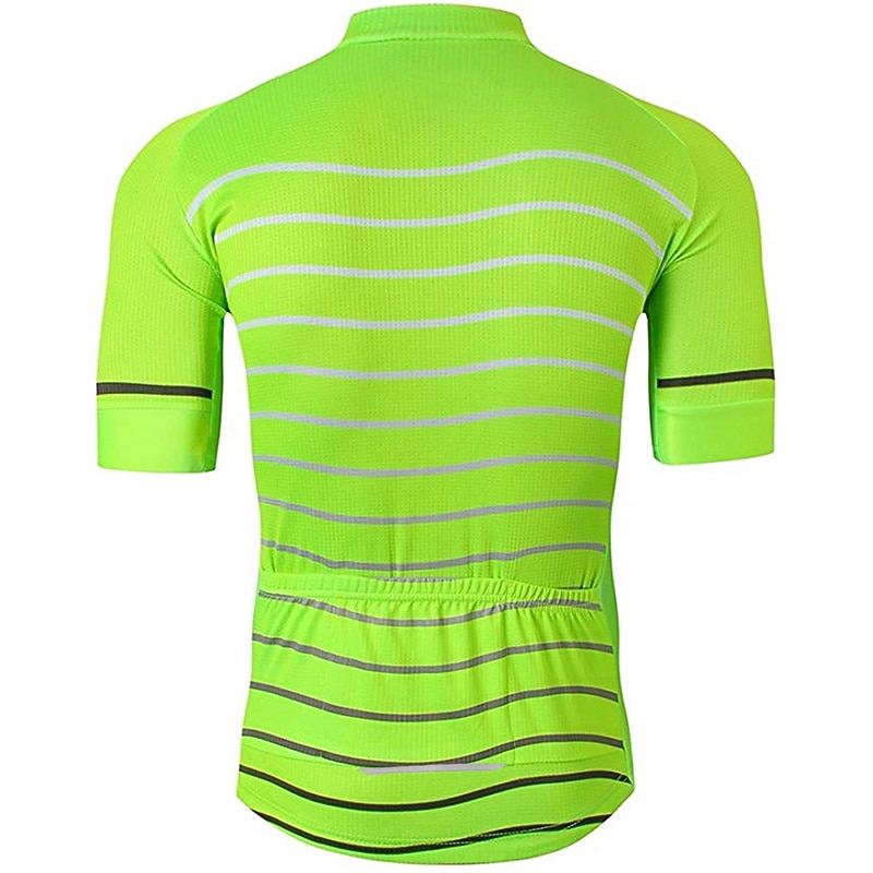 Men's Cycling Jersey Solid Color Stripes Patterned Short Sleeve Bike Jersey Top with 3 Rear Pockets Mountain Bike MTB Road Bike Cycling UV Resistant Quick Dry Back Pocket Sweat-Wicking Sports Yellow3