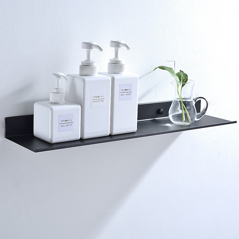 Wall-mounted Rack Bathroom Accessories Aluminum Black Bathroom Shelves Kitchen Wall Shelf Shower Storage Rack 30-50cm2