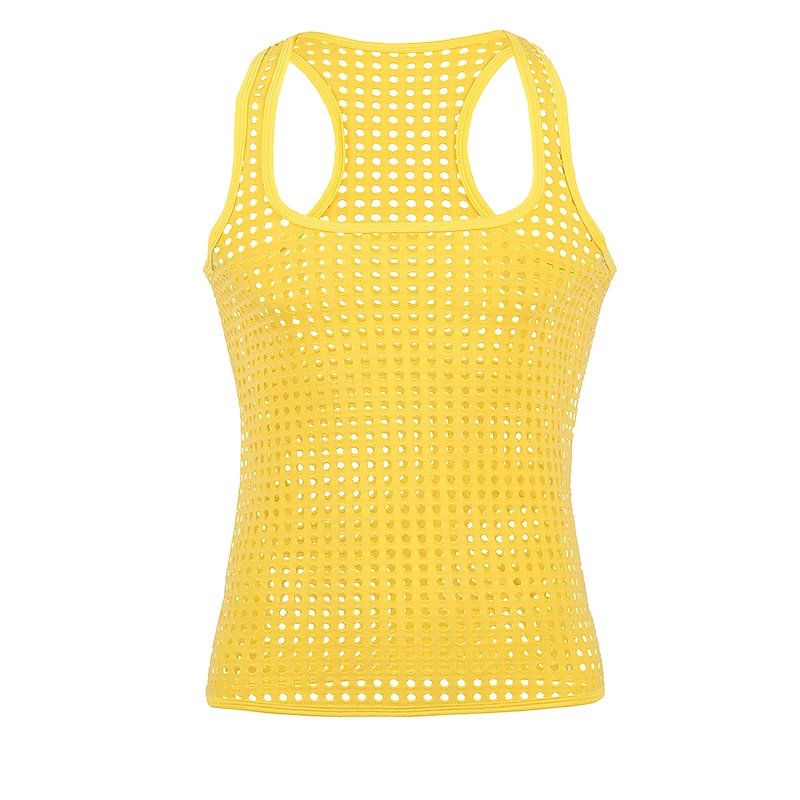 Men's Tank Top Vest Top Undershirt Sleeveless Shirt Round Neck Solid Colored Mesh Gym Black White Yellow Top Tee for Men3