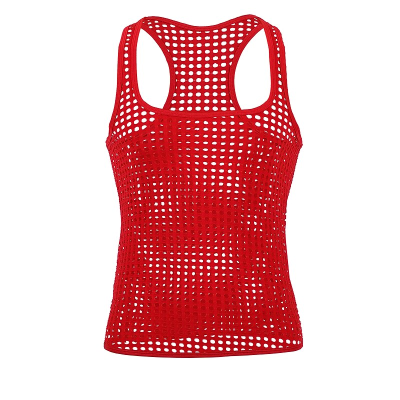 Men's Tank Top Vest Top Undershirt Sleeveless Shirt Round Neck Solid Colored Mesh Gym Black White Yellow Top Tee for Men4