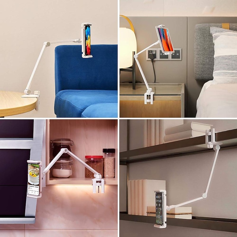 Tablet Stand Holder with 360° Adjustable 27in Long Arm, Webcam Stand Projector Camera Mount, Fit for 4.7"-13" Devices Phone iPad Galaxy Tablets, Switch, Kindle3