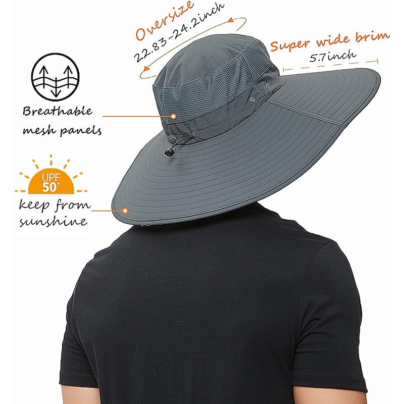 Wide Brim Sun Hat Bucket Hat UPF50+ Waterproof Packable Quick Dry Spring Summer Polyester Hat for Fishing Camping & Hiking2