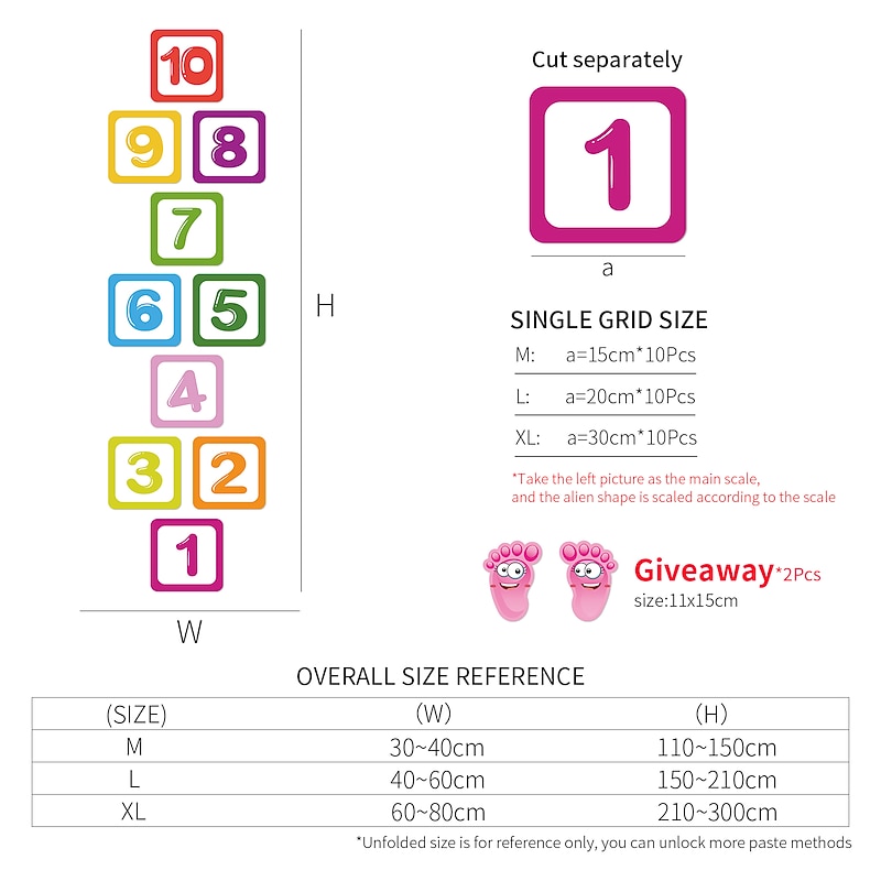 Children's Cartoon Pattern Hopscotch Floor Stickers Kindergarten Early Education Interactive Decoration Classic Digital Jump Grid Floor Wall Stickers for bedroom living room2
