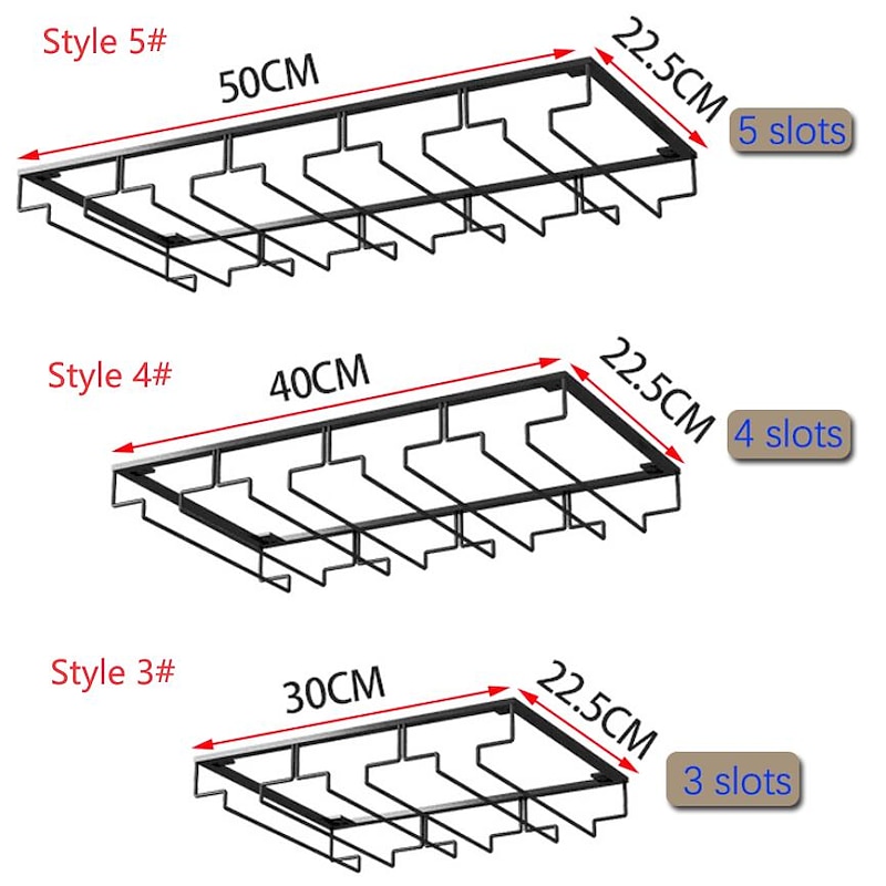 2pcs Wine Glasses Holder Bartender Stemware Hanging Rack Under Cabinet Stemware Organizer Glass Goblet Iron Rack Bar Tool3