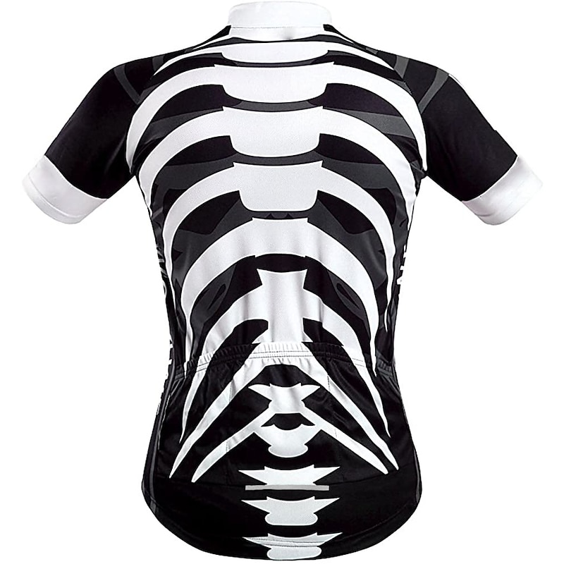 Men's Cycling Jersey Patterned Skeleton Funny Short Sleeve Bike Jersey Top with 3 Rear Pockets Mountain Bike MTB Road Bike Cycling Quick Dry Front Zipper Back Pocket Reduces Chafing Sports Blue4