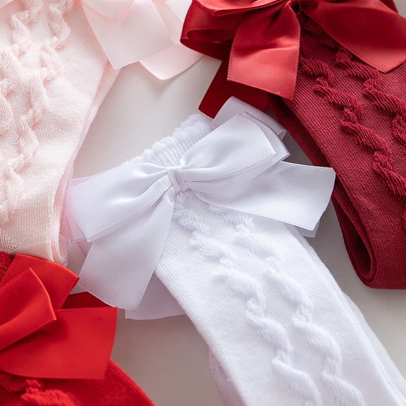 Kids Girls' Children's Day Underwear White Black Pink Solid Colored Patchwork Fall Winter Lolita Daily Wear 1-12 Years / Toddler / Bow / Sweet / Cotton4