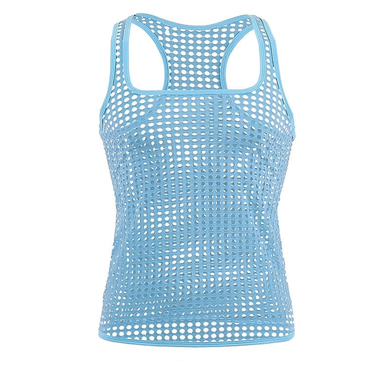 Men's Tank Top Vest Top Undershirt Sleeveless Shirt Round Neck Solid Colored Mesh Gym Black White Yellow Top Tee for Men2