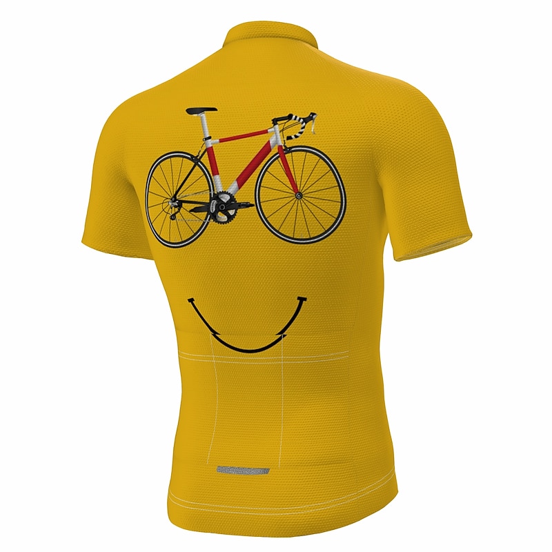 Men's Cycling Jersey Graphic Funny Short Sleeve Bike Jersey Top with 3 Rear Pockets Mountain Bike MTB Road Bike Cycling Quick Dry Reflective Strips Back Pocket Moisture Wicking Sports Yellow Clothing4