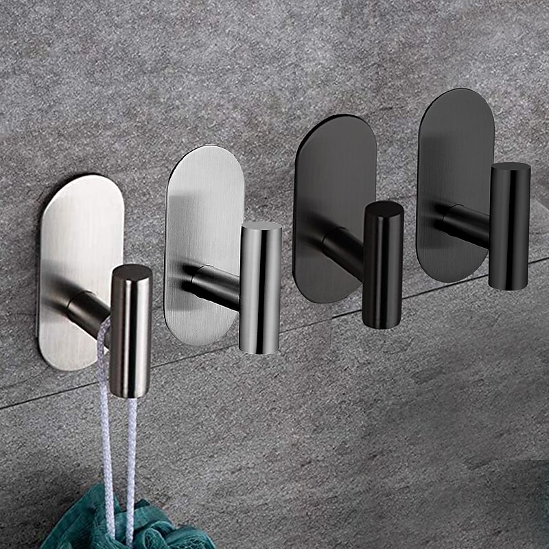 4 pcs Robe Hook New Design / Self-adhesive / Creative Contemporary / Modern Stainless Steel / Low-carbon Steel / Metal 4pcs - Bathroom Wall Mounted