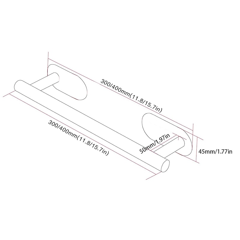 Towel Bar/Bathroom Shelf Self-adhesive Wall Mounted Stainless Steel Matte Black/Brushed Nickel,Adjustable Length Contemporary Modern Low-carbon Steel Metal Bathroom Decoration1pc3