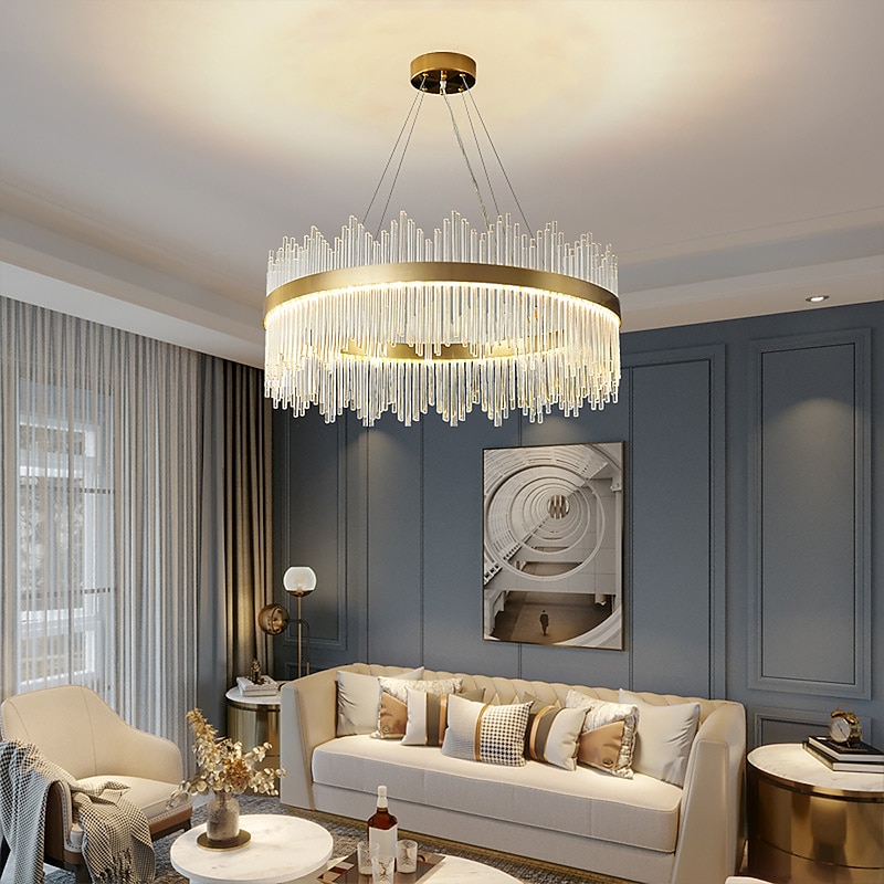 LED Pendant Light 50 / 60 / 80cm Light Luxury European K9 High end Crystal Chandelier Dimming Ceiling Lamp Suitable for Bedroom Dining Room Study AC110V AC220V4