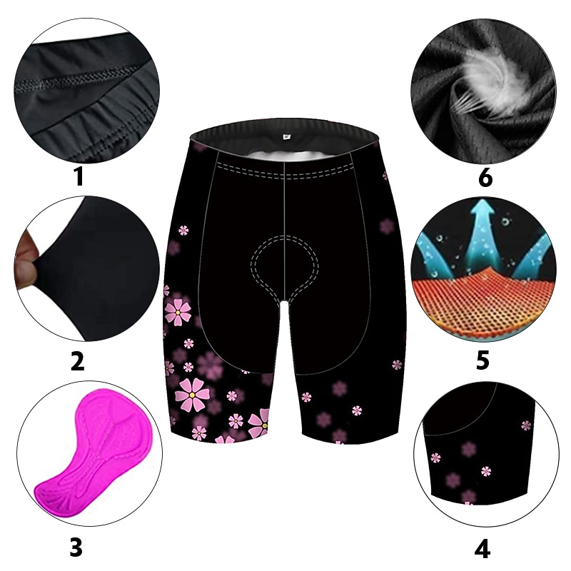 Women's Graphic Patterned Floral Botanical Flower Cycling Road Shorts Cycling Shorts Bike Shorts Bike Shorts Pants Race Fit Mountain Bike MTB Road Bike Cycling Sports 3D Pad Quick Dry Ultraviolet3