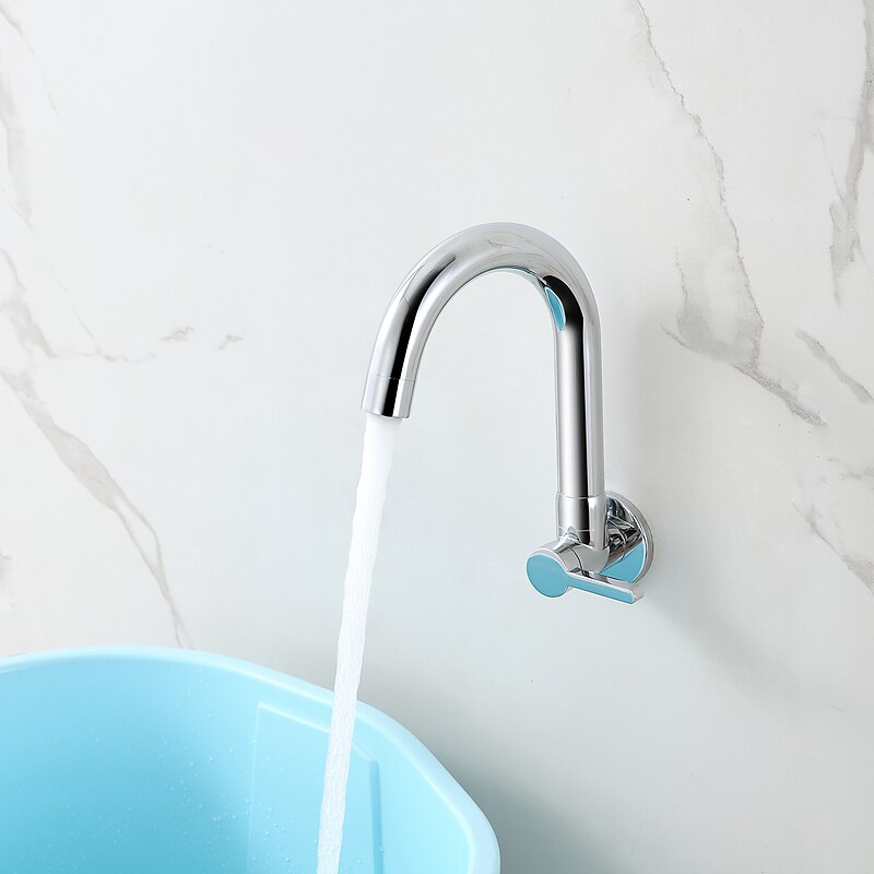 Kitchen faucet - Single Handle One Hole Chrome / Nickel Brushed / Painted Finishes Bar /Prep Wall Mounted Contemporary Kitchen Taps for Cold or Hot Water Only4