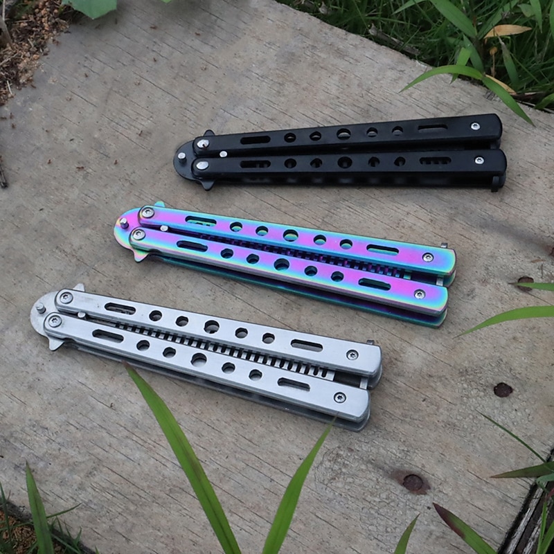 Foldable Comb Stainless Steel Practice Training Butterfly Knife Comb Beard Moustache Brushes Hairdressing Styling Tool4