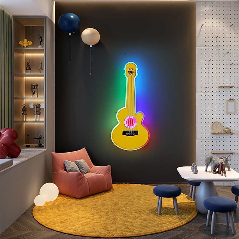60 cm Wall Light LED Ceiling Light Guitar Design Flush Mount Lights Metal Artistic Style Stylish Painted Finishes Modern Bar Bedroom 220-240V3