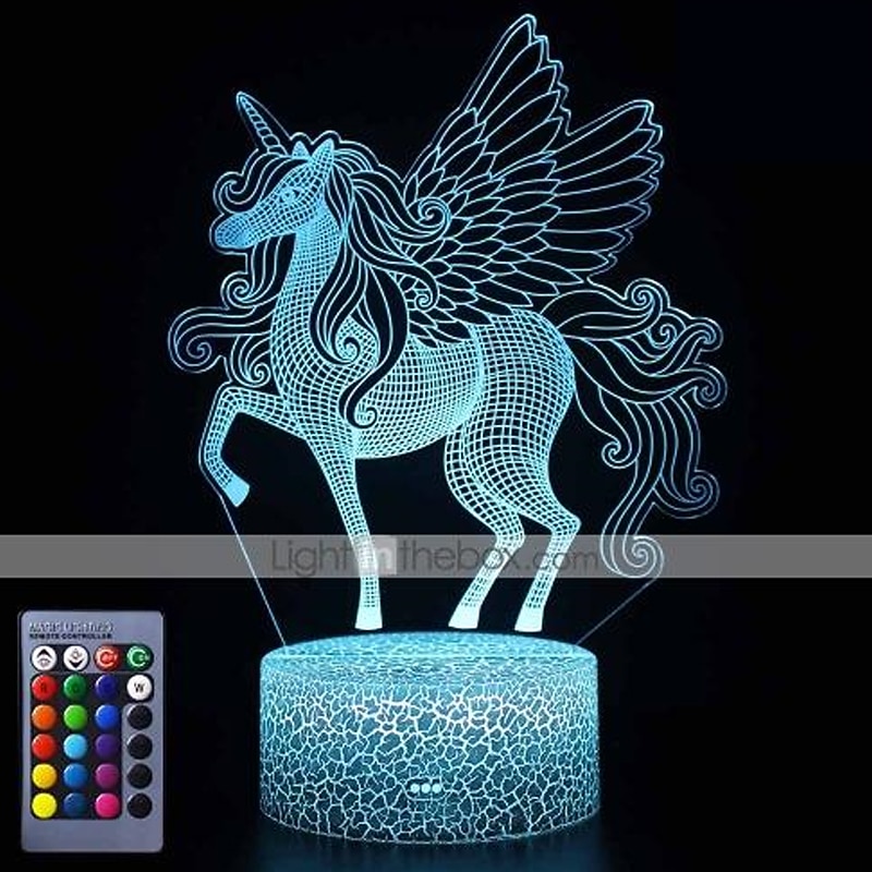 Unicorn 3D Night Light for Kids Illusion Lamp Kids 16 Colors Changing Lamp Smart Touch Remote Control Party Supplies as Birthday Xmas Gift Idea for Girls Boys 5
