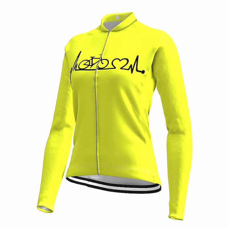 21Grams Racing Cycle Heartbeat Women's Long Sleeve Cycling Jersey Spandex Polyester Green Orange Red Heart Funny Bike Top Mountain Bike MTB Road Breathable Quick Dry Moisture Wicking Sports Clothing3