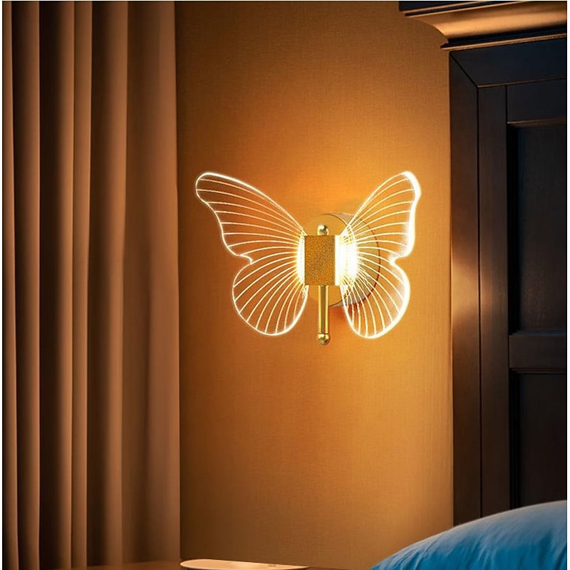 Lightinthebox LED Wall Lights Butterfly Design Cute Modern Wall Lamp Bedroom Kids Room Gift for Family Friends Iron Wall Light 220-240V 5 W2