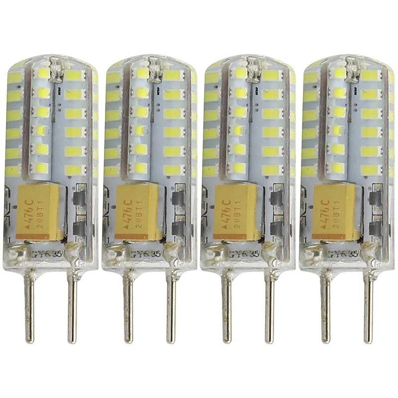 G6.35 GY6.35 Bi-Pin Base LED Bulb 12V 24V 2W Daylight 6000KJC Type Halogen Replacement Bulb Not Dimmable 20W Equivalent 4-Pack