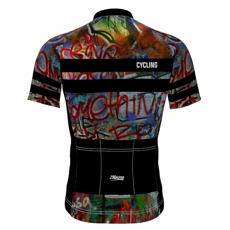 Men's Cycling Jersey Graffiti Funny Short Sleeve Bike Jersey Top with 3 Rear Pockets Mountain Bike MTB Road Bike Cycling Quick Dry Reflective Strips Back Pocket Moisture Wicking Sports Black Yellow3
