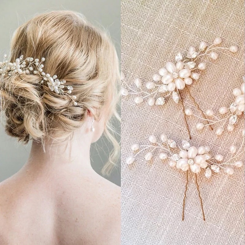 korean bride hairpin wedding jewelry pearl crystal beaded hairpin u-shaped clip wedding dress hair styling accessories