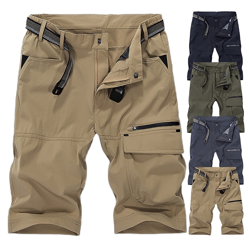 Men's Hiking Shorts Hiking Cargo Shorts 5  Pockets Tactical Shorts Military Summer Outdoor 12" Ripstop Quick Dry Multi Pockets Lightweight Nylon Spandex Knee Length Zipper Pocket Elastic Waist Shorts2