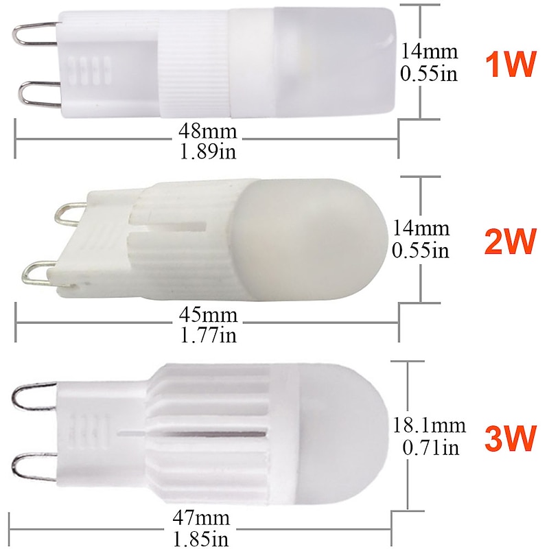 1pcs Bi-Pin G9 LED Light Bulb 3W Dimmable 30W Halogen Equivalent for Chandelier Pendant Ceiling Fan Desk Lamp AC220V2