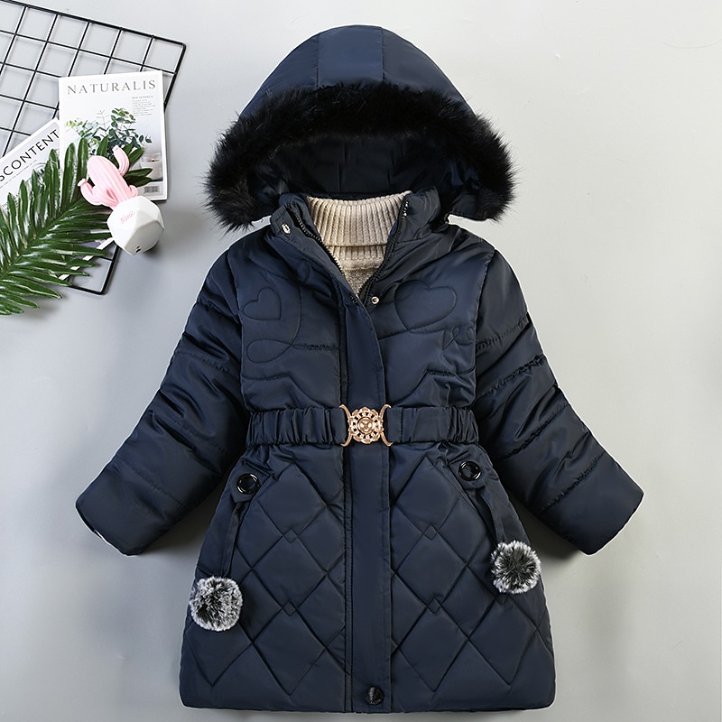 Girls' 3D Kids Puffer Jacket Plain Coat Down Coat Puffer Jacket Long Sleeve Fall Winter Basic Kids 2-8 Years Street Regular Fit2