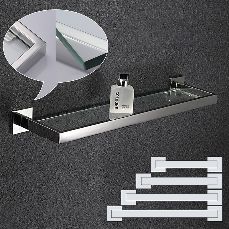 Bathroom Shelf / Bath Ensemble Adjustable Length / New Design / Creative Contemporary / Modern Stainless Steel / Tempered Glass / Metal 1pc - Bathroom Wall Mounted2