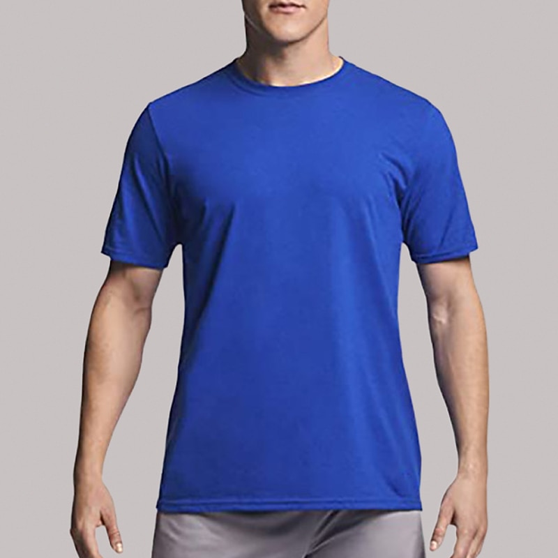 Men's T Shirt Moisture Wicking Shirts Short Sleeve Round Neck All Seasons Plain Basic Casual Royal blue 1 Black White Top Tee for Men2