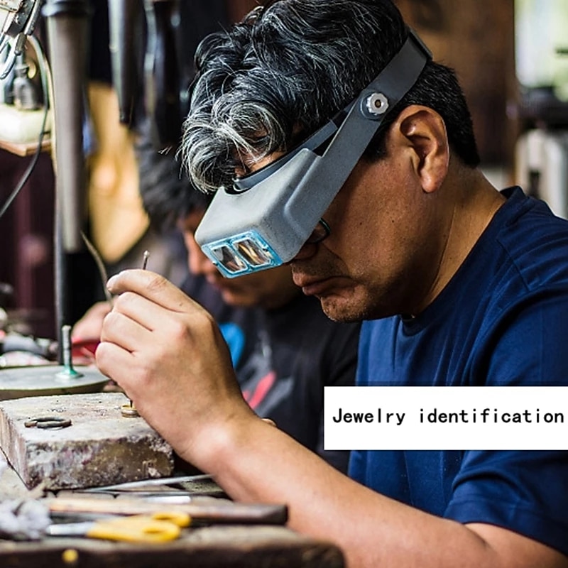 Double Lens Head Mounted Magnifier Eyewear Helmet Loupe Magnifying Glass Reading For Watch Tool Repair Educational Toys Gift2