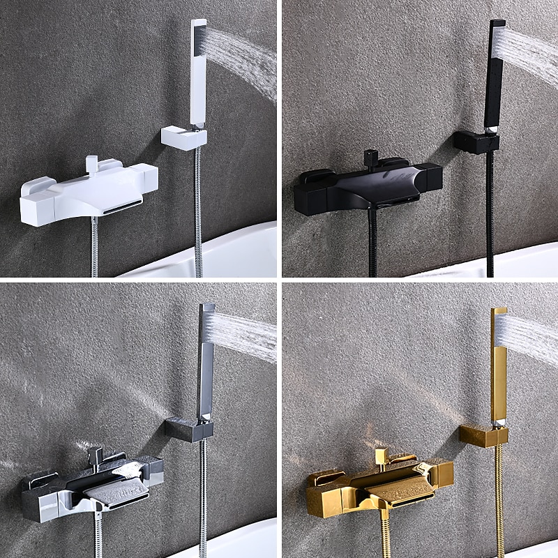 Bathtub Faucet - Contemporary Electroplated Wall Mounted Ceramic Valve Bath Shower Mixer Taps