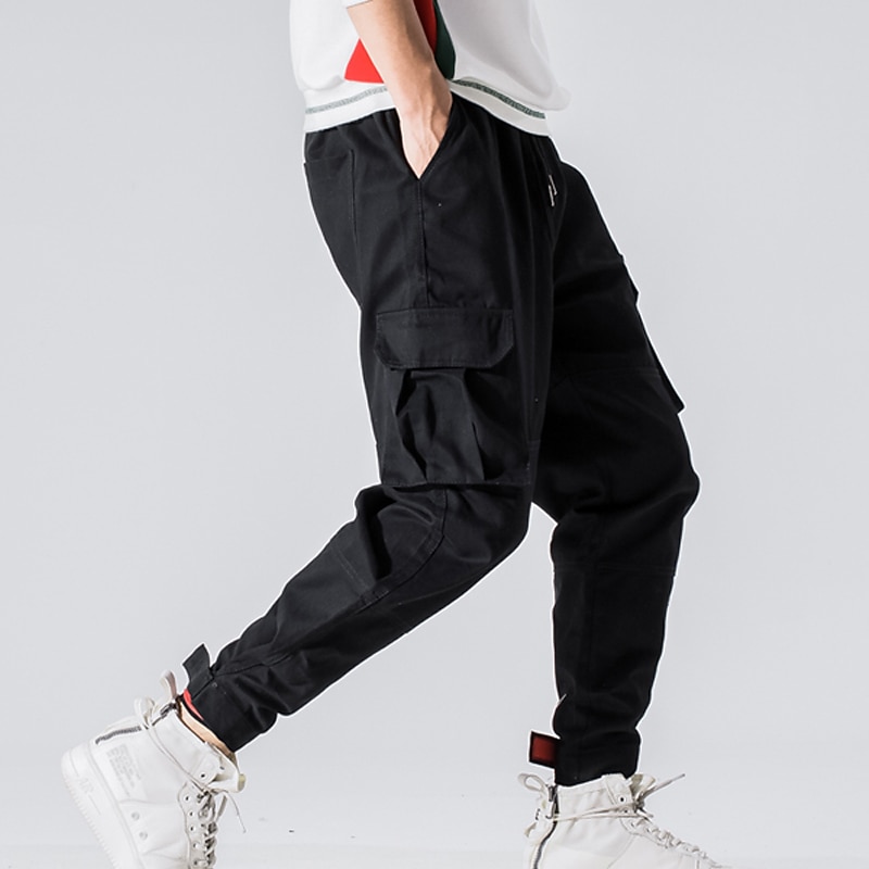 Men's Cargo Pants Cargo Trousers Joggers Trousers Drawstring Elastic Waist Multi Pocket Plain Comfort Outdoor Full Length Casual Daily Streetwear Casual Loose Fit ArmyGreen Red Inelastic2