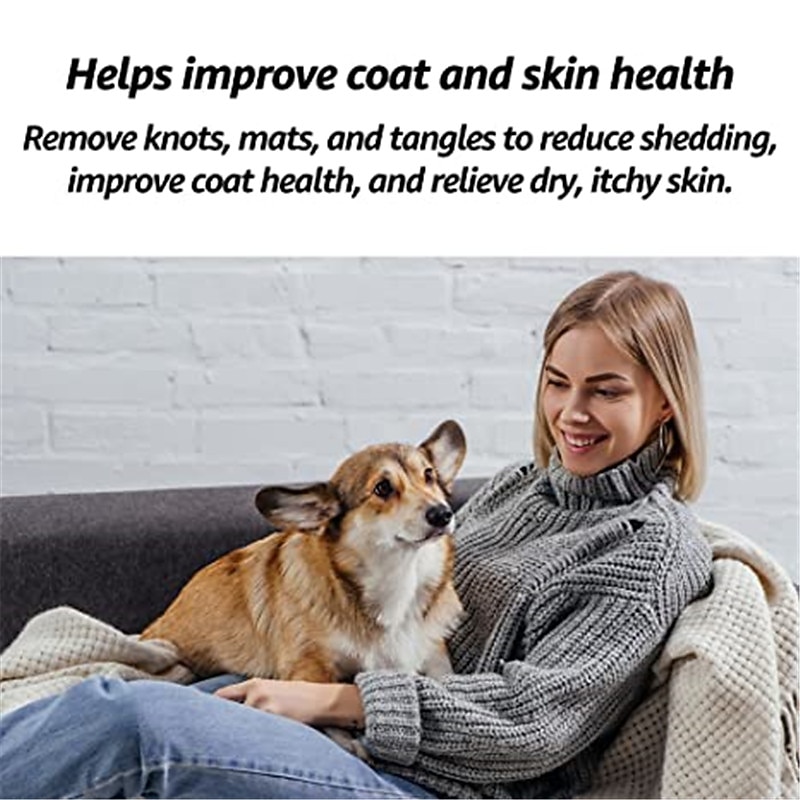 Dog Grooming Brush and Deshedding Tool for Detangling Loose Haired and Undercoat, Helps Reduce Tangles, Shedding, and Mats in Long Fur, Gentle and Stress Free4