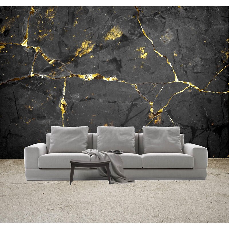 Mural Wallpaper Wall Sticker Covering Print Peel and Stick Self Adhesive Marble With Black Belt And Gold Thread Pattern PVC / Vinyl  Home Decor3