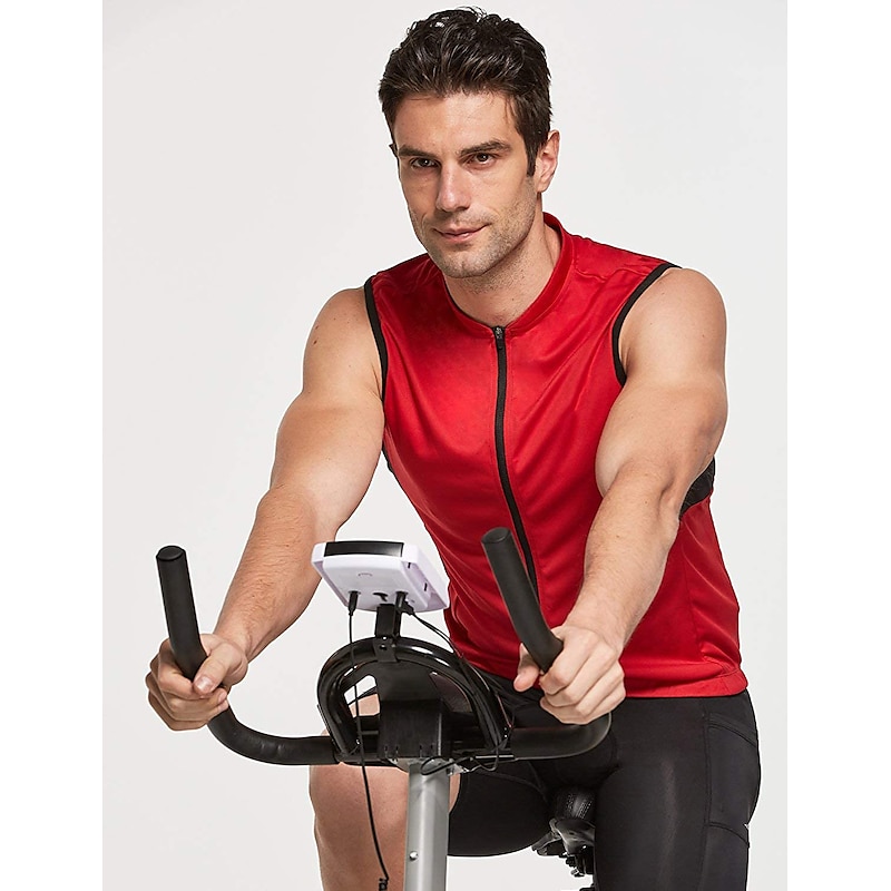 Men's Cycling Vest Cycling Jersey Solid Color Sleeveless Bike Vest / Gilet Jersey Top with 3 Rear Pockets Mountain Bike MTB Road Bike Cycling Quick Dry Reflective Strips Back Pocket Moisture Wicking