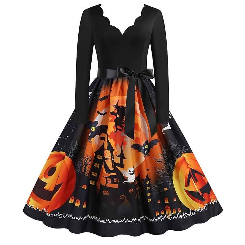 Pumpkin Halloween Dress Swing Dress Vintage Party / Evening Adults' Women's New Year Festival Easy Halloween Costumes Dress Up