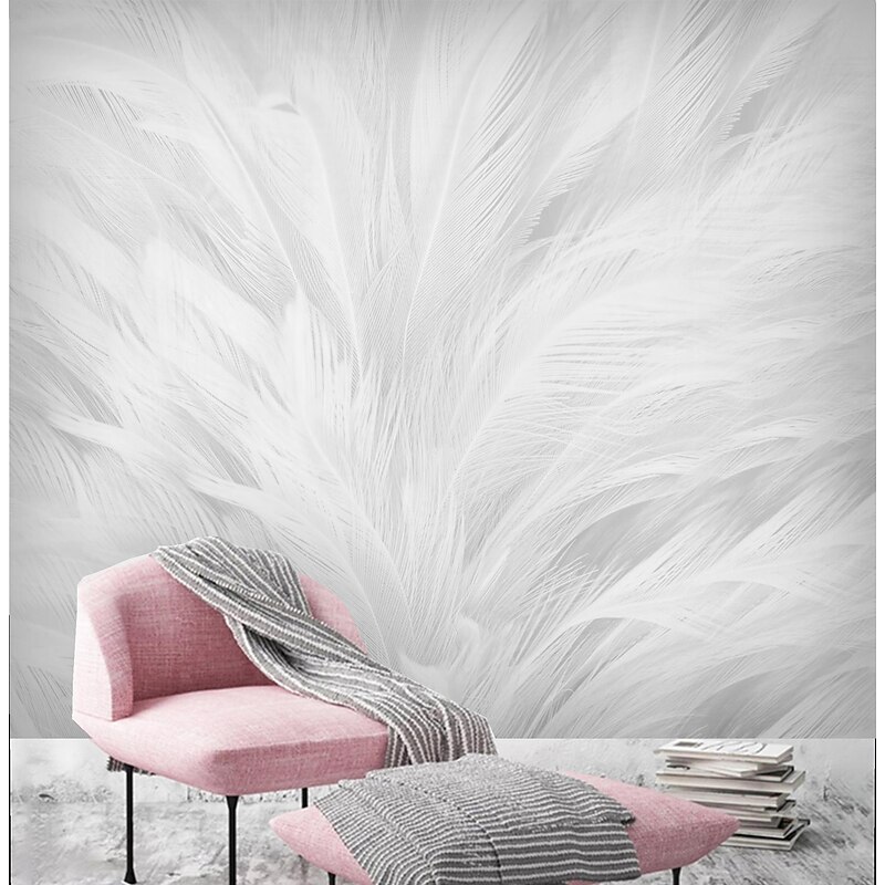 Mural Wallpaper Wall Sticker Covering Print Peel and Stick Self Adhesive White Feather Room Wallcovering PVC / Vinyl Home Decor3