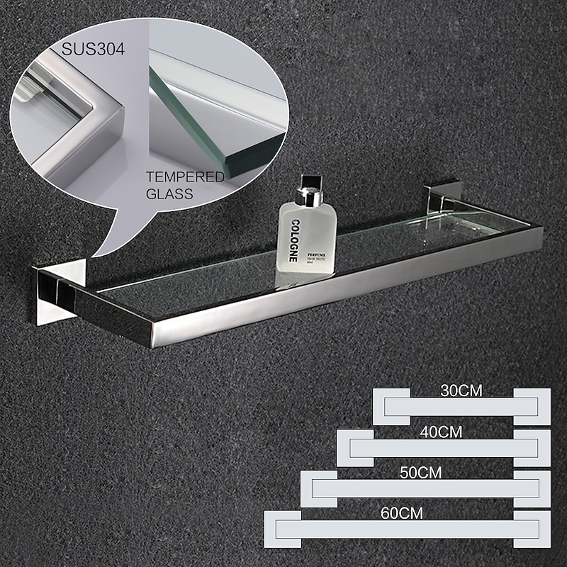 Bathroom Shelf / Bath Ensemble Adjustable Length / New Design / Creative Contemporary / Modern Stainless Steel / Tempered Glass / Metal 1pc - Bathroom Wall Mounted