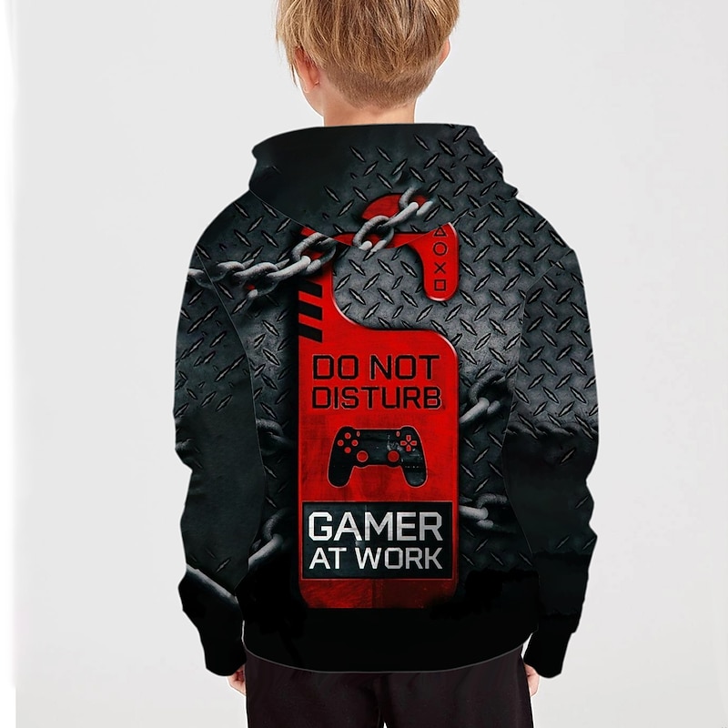 Boys 3D Letter Hoodie Long Sleeve 3D Print Spring Fall Winter Active Daily Kids 4-12 Years School Outdoor Daily Regular Fit