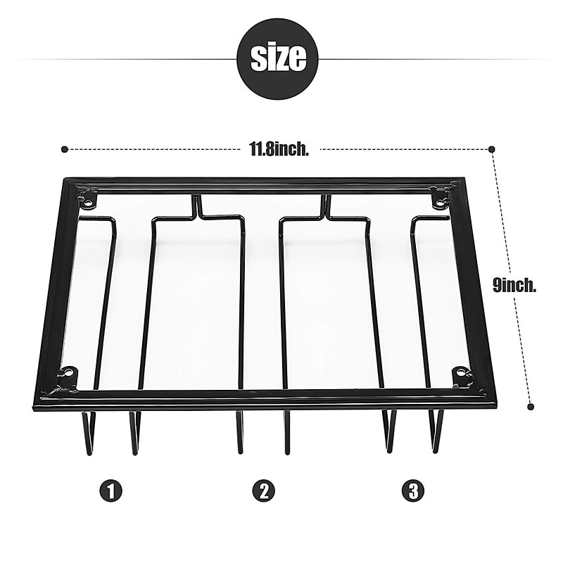 Wine Glass Rack Under Cabinet Stemware Holder Metal Wine Glass Organizer Glasses Storage Hanger for Bar Kitchen Home Black Gold White 3 Rows3