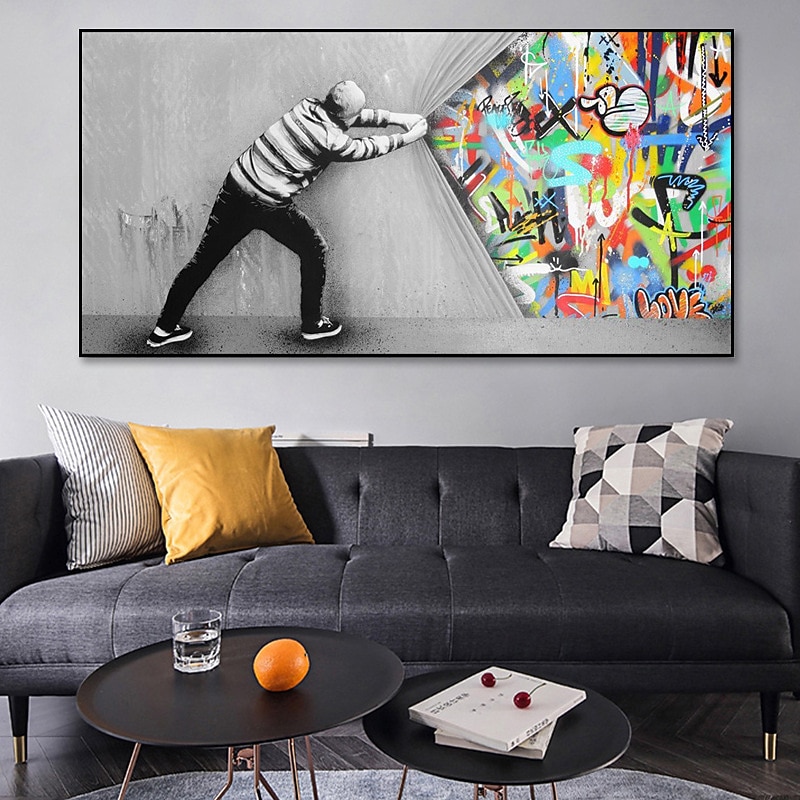 Wall Art Canvas Prints Painting Artwork Picture People Abstract Graffiti Home Decoration Decor Rolled Canvas No Frame Unframed Unstretched2