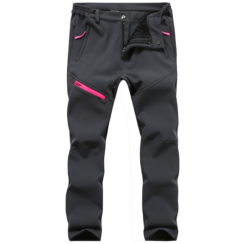 Women's Hiking Pants Trousers Fleece Lined Pants Softshell Pants Winter Outdoor Thermal Warm Windproof Multi Pockets Anti-tear Pants / Trousers Bottoms Elastic Waist Zipper Pocket Black Grey Hunting2