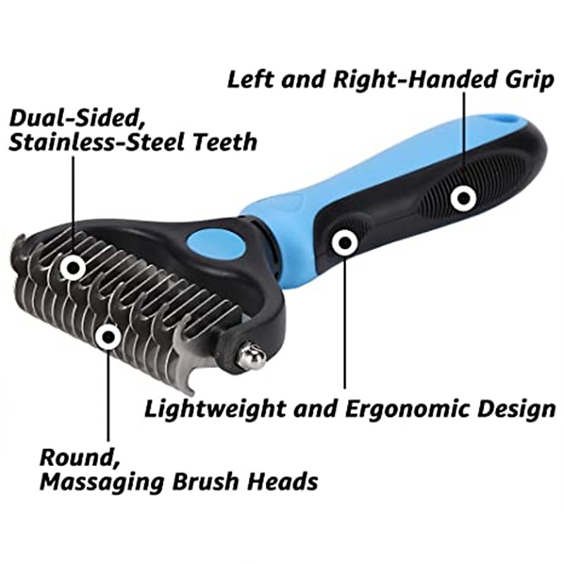Dog Grooming Brush and Deshedding Tool for Detangling Loose Haired and Undercoat, Helps Reduce Tangles, Shedding, and Mats in Long Fur, Gentle and Stress Free2