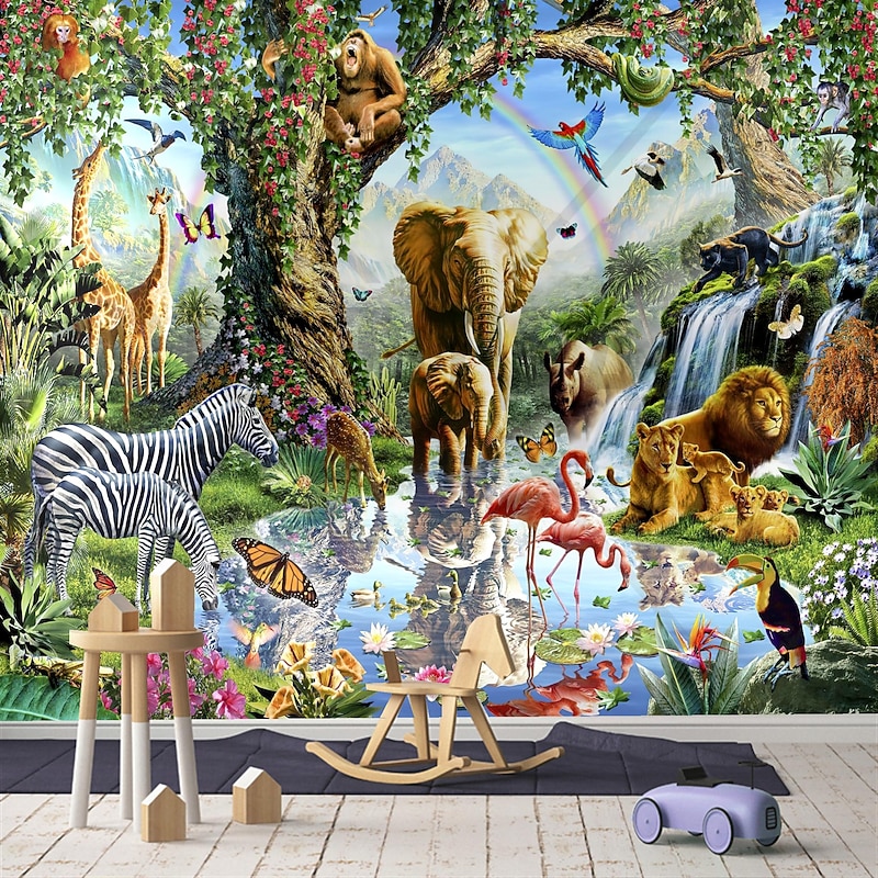 Cool Wallpapers Wall Mural Beautiful Wallpaper Wall Sticker Covering Print Peel and Stick Self Adhesive Children Cartoon Animals Living Room PVC / Vinyl Home Decor