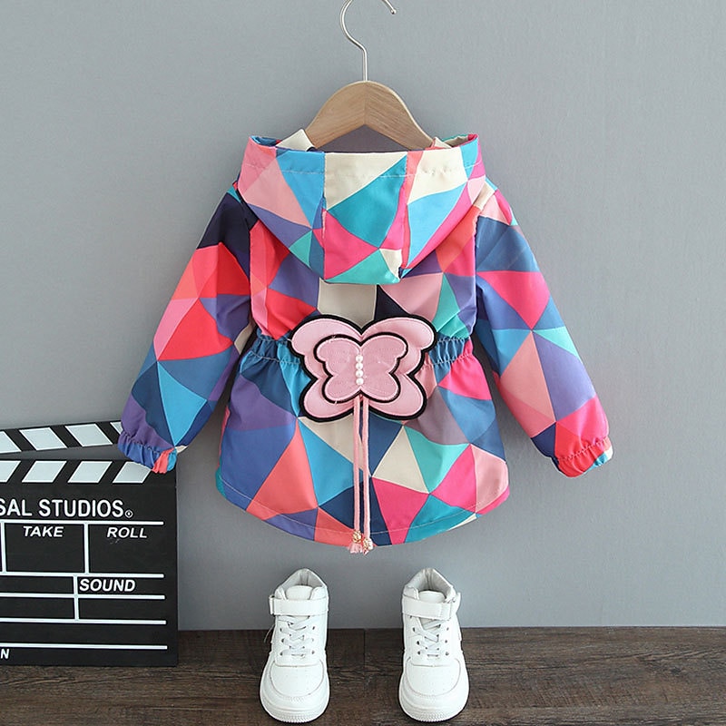 Girls' 3D Butterfly Trench Coat Coat Long Sleeve Fall Winter Cute Sport Kids 2-6 Years Vacation Street Regular Fit3