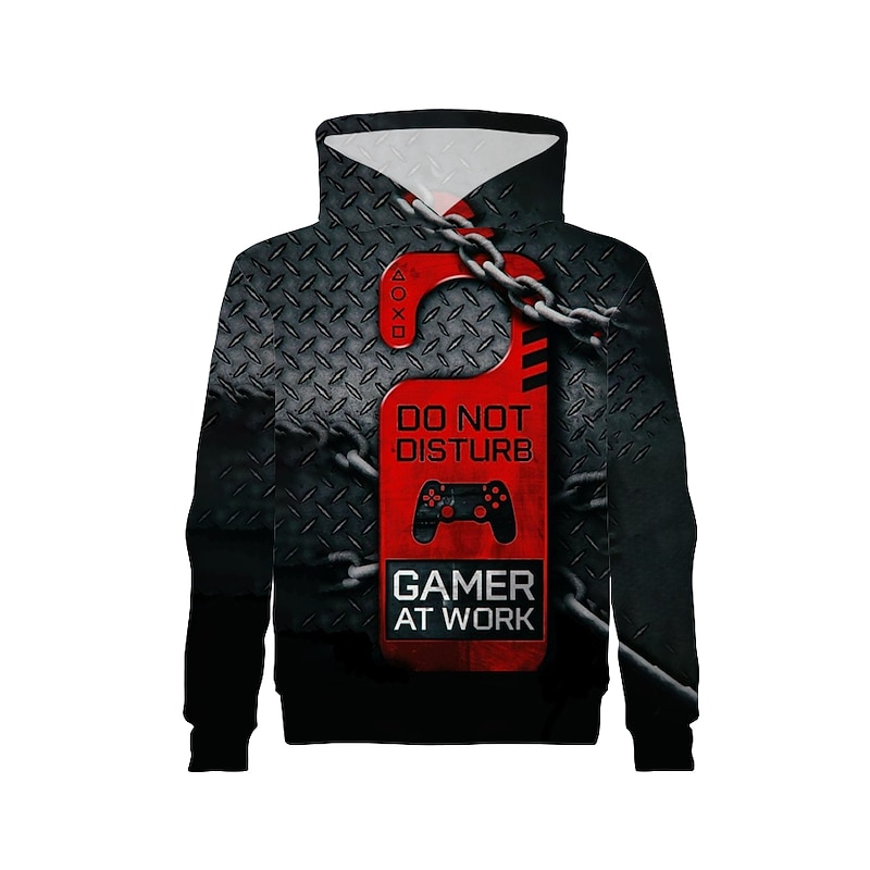 Boys 3D Letter Hoodie Long Sleeve 3D Print Spring Fall Winter Active Daily Kids 4-12 Years School Outdoor Daily Regular Fit4