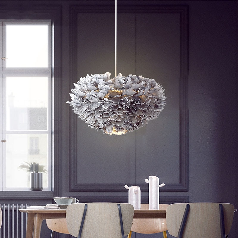LED Pendant Light 30/40/45/50/55/60/70 cm Single Design Pendant Light Metal Feather Artistic Nature Inspired 220-240V3